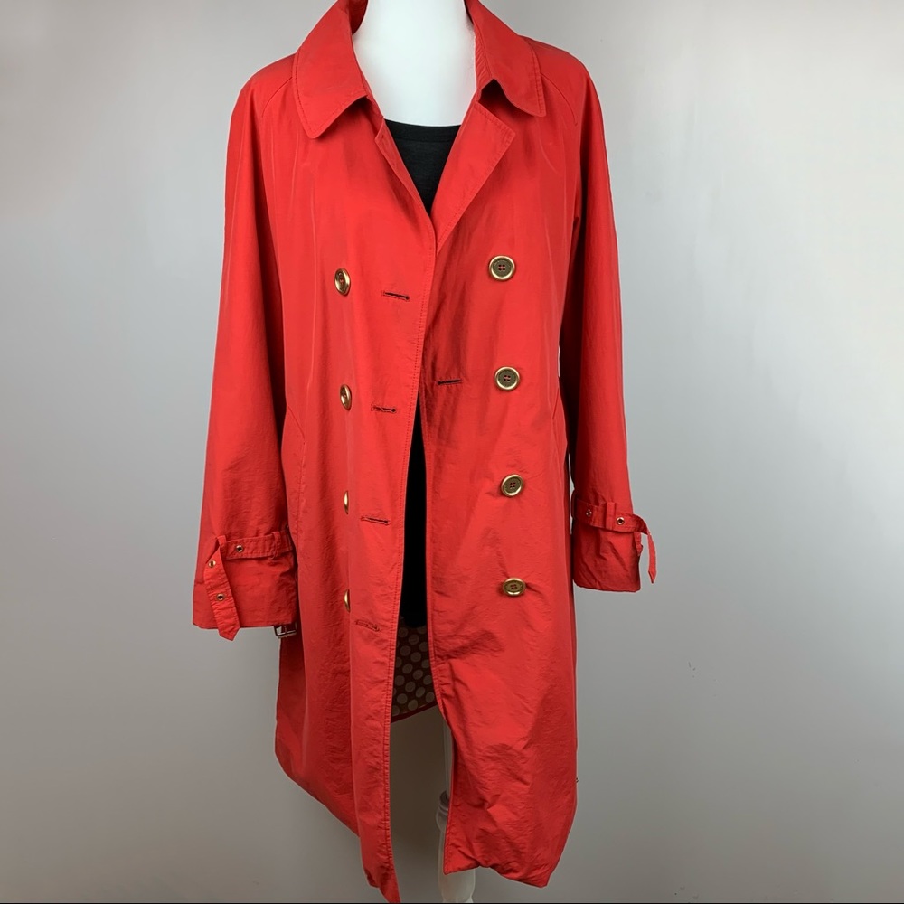 Isaac Mizrahi Live red trench coat, size small